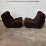 Pair of brown corduroy armchairs