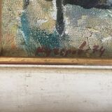 Interior scene with guitar at Kiev airport, USSR, oil travel 1974.