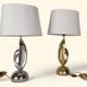 Pair of "Space Age" Table Lamps in Copper and Chrome, 1970s.