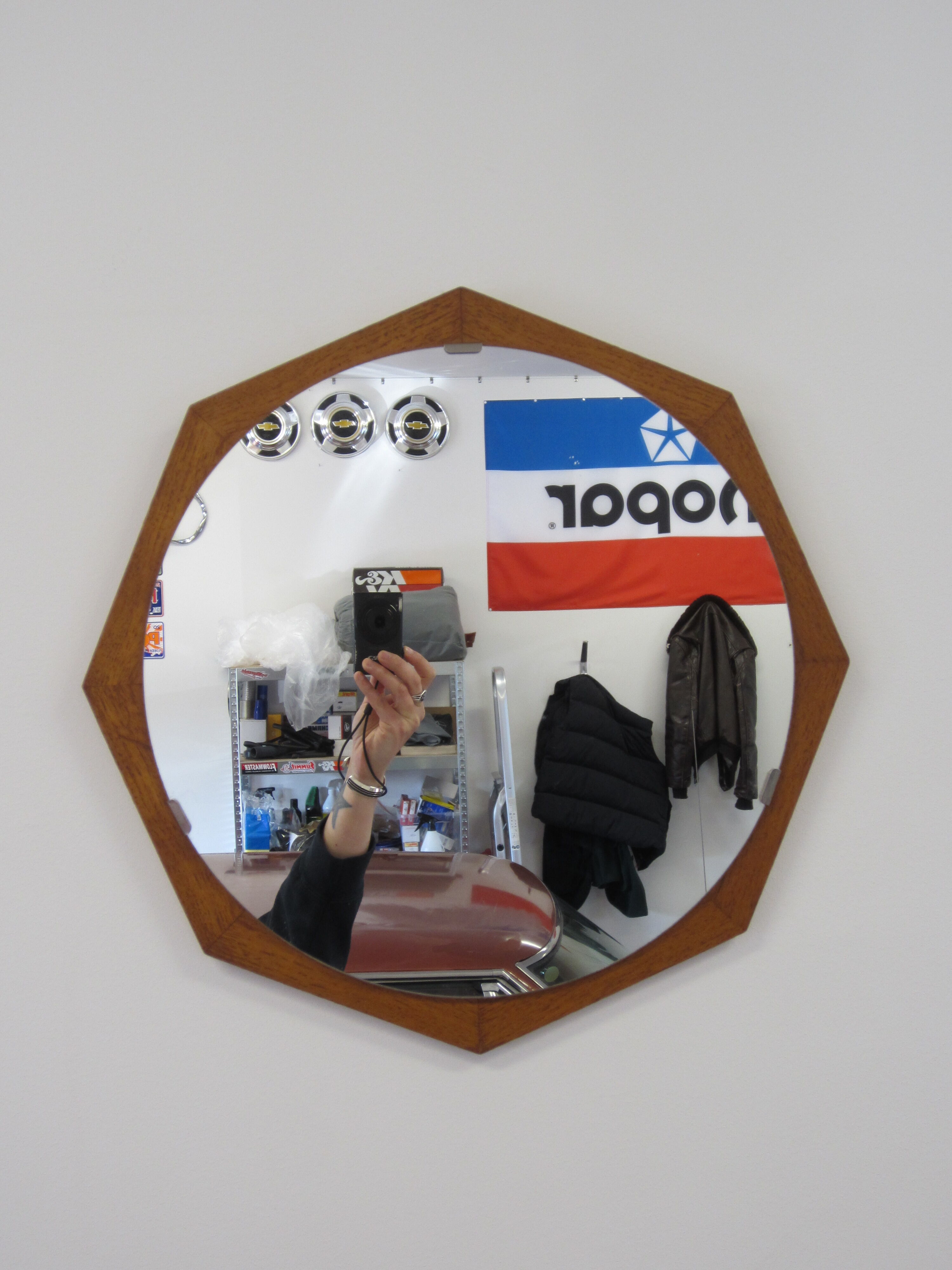 Octagonal Scandinavian mirror 43 cm