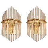 Pairs of magnificent crystal stem wall lights by Christoph Palme, Germany, 1970s.