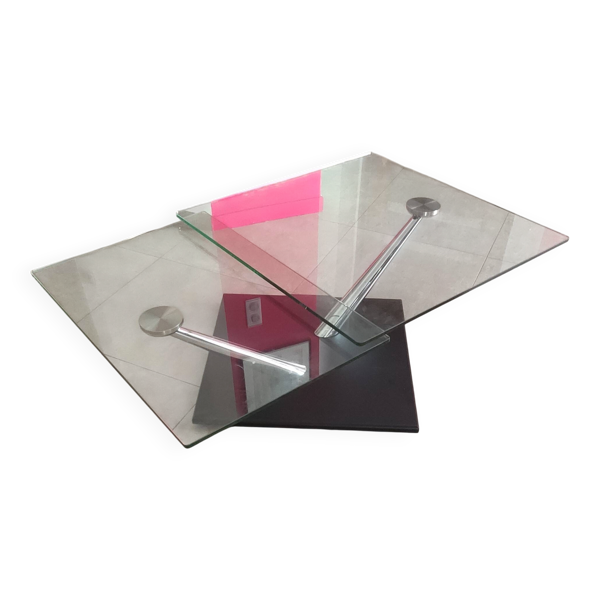 Table basse pivotante NAOS double plateau verre