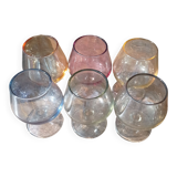 6 vintage Finelsa coloured cognac glasses