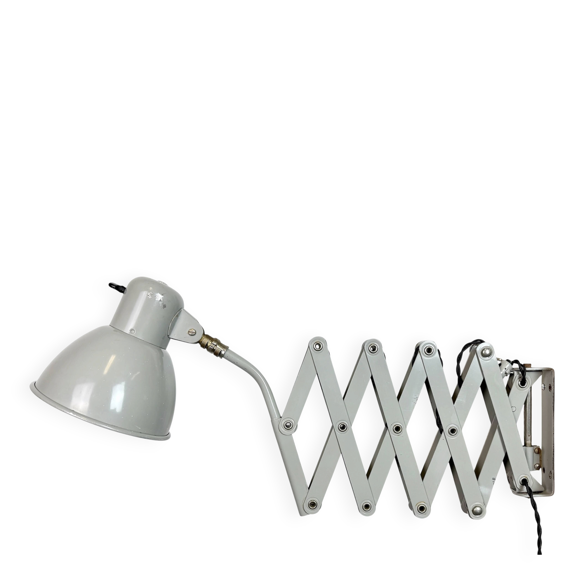 Grey German Industrial Scissor Wall Lamp from SIS, 1960s