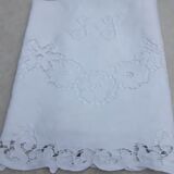 thread sheet 2 people, monogrammed J.S, in Embroidery Richelieu