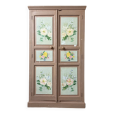 Large antique wardrobe painted with floral decoration.
