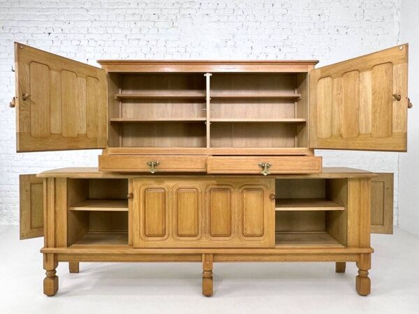 Enfilade Midboard Mathias en chêne et laiton par Guillerme et Chambron