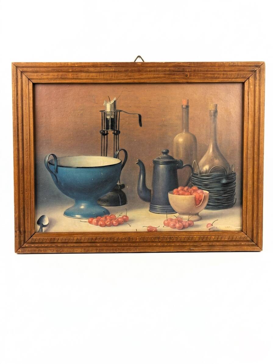 Vintage Still Life Table 1971 – Proferio Grossi – Wooden Frame