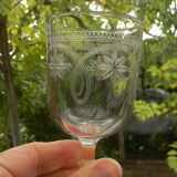 5 old glass glasses engraved glass