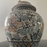 Vintage covered stoneware pot
