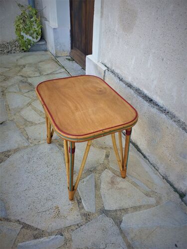 Table d'appoint rotin vintage