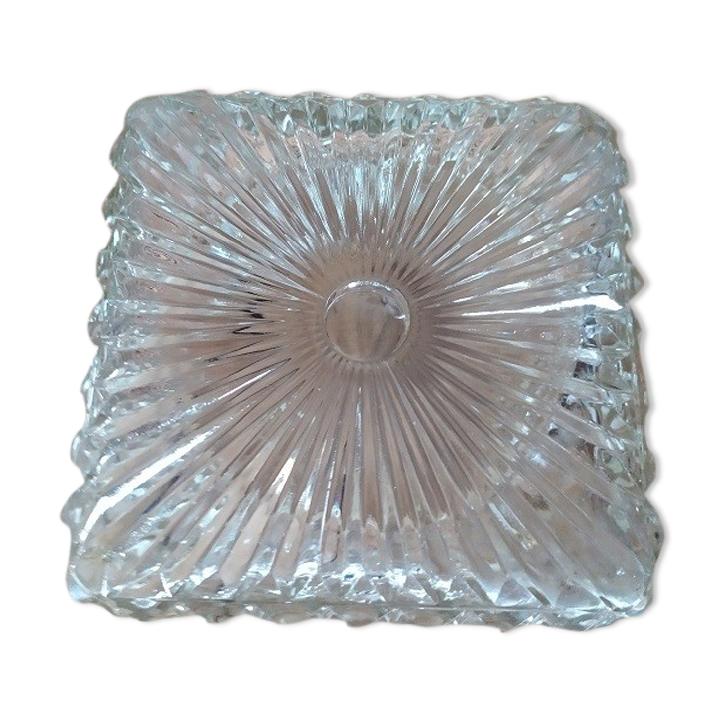 Vintage old square molded glass globe