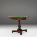 Victorian Burl Wood Folding Card Table, UK, 19th Century
