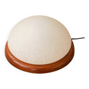 Lampe vintage – Opaline - socle bois