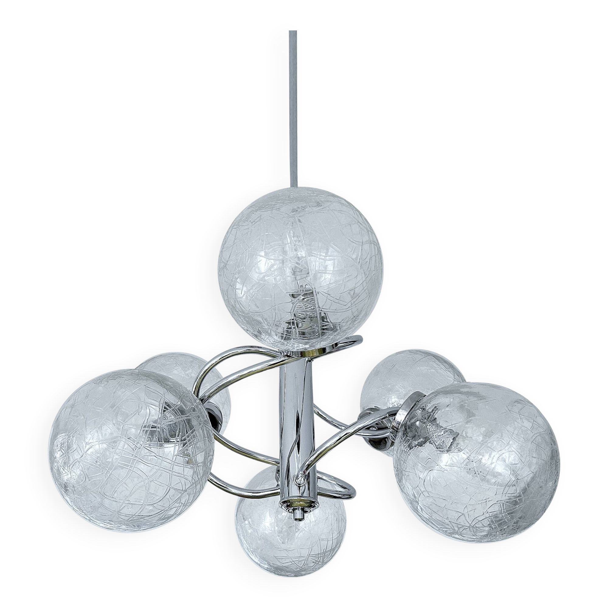 Suspension vintage Space Age en verre et chrome