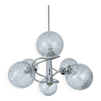 Suspension vintage Space Age en verre et chrome