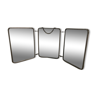 Vintage barber triptych mirror 50x28cm