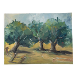 Huile sur toile paysage Jeanine Petit