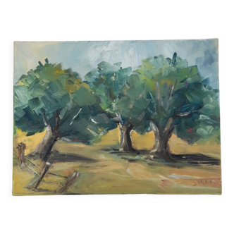Huile sur toile paysage Jeanine Petit