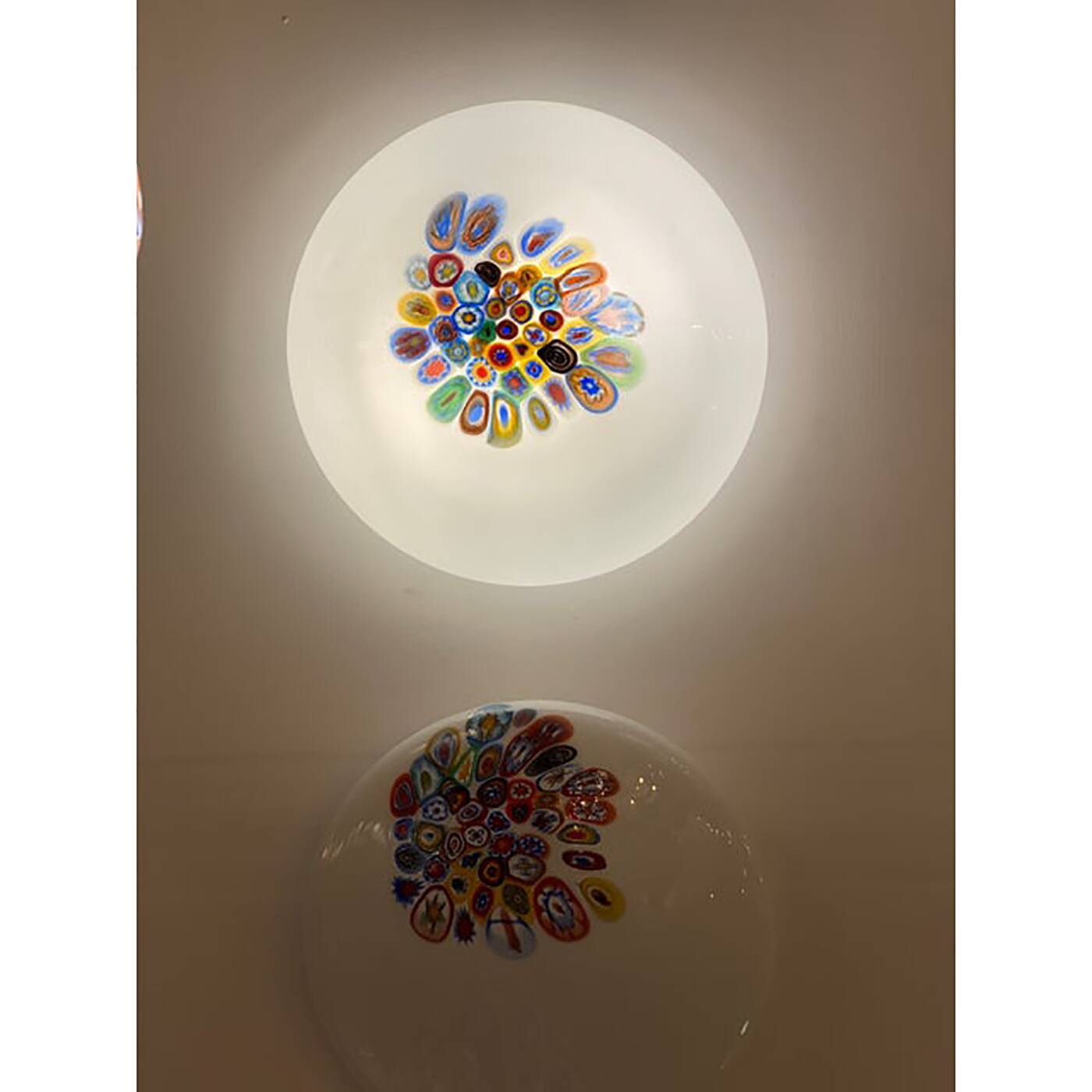 Murrine Sphere in Murano Style Glass With Multicolored Wall Sconce