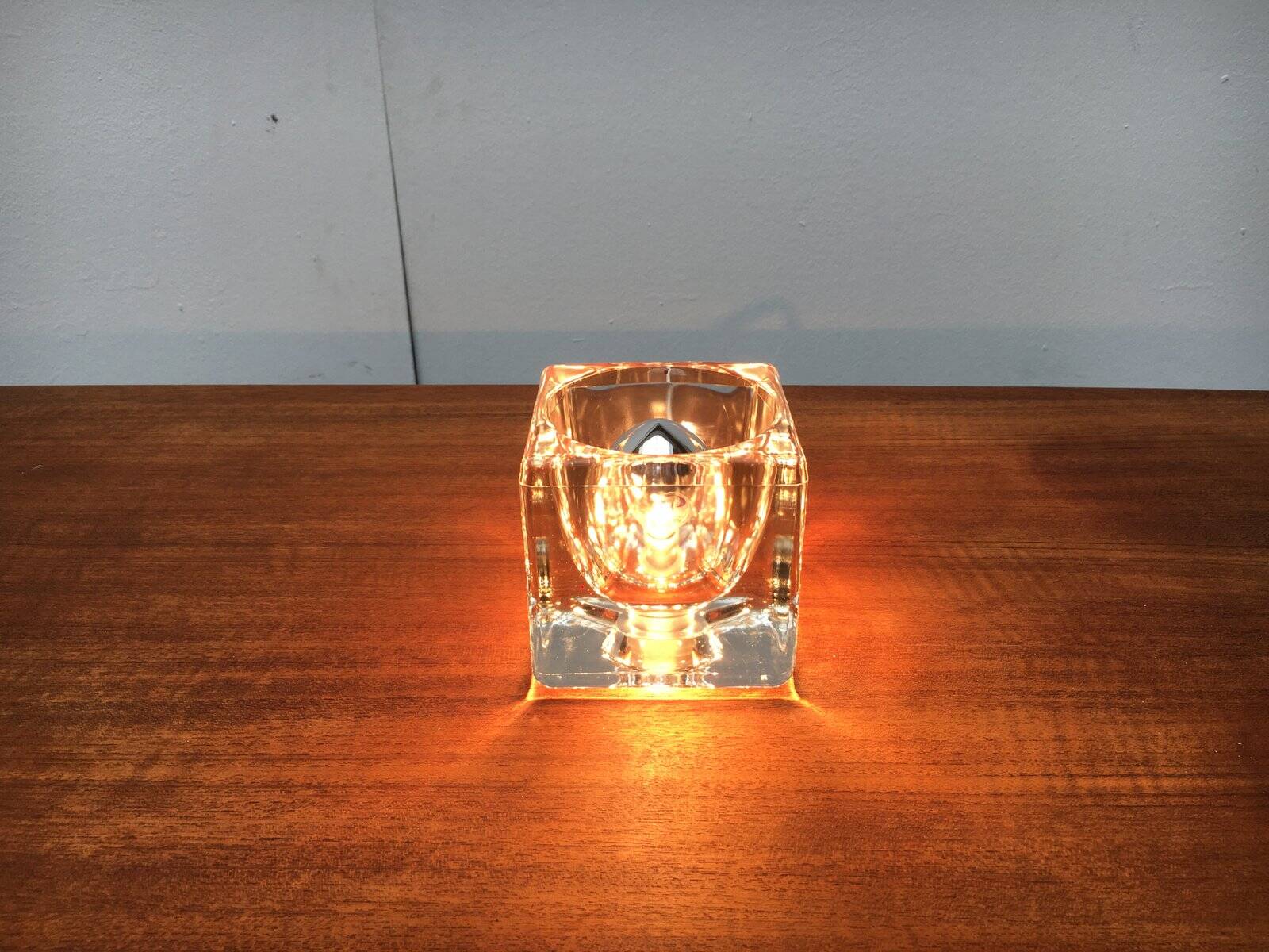 Vintage German table lamp in glass TA 14 Cube by Peill & Putzler, 1970s.