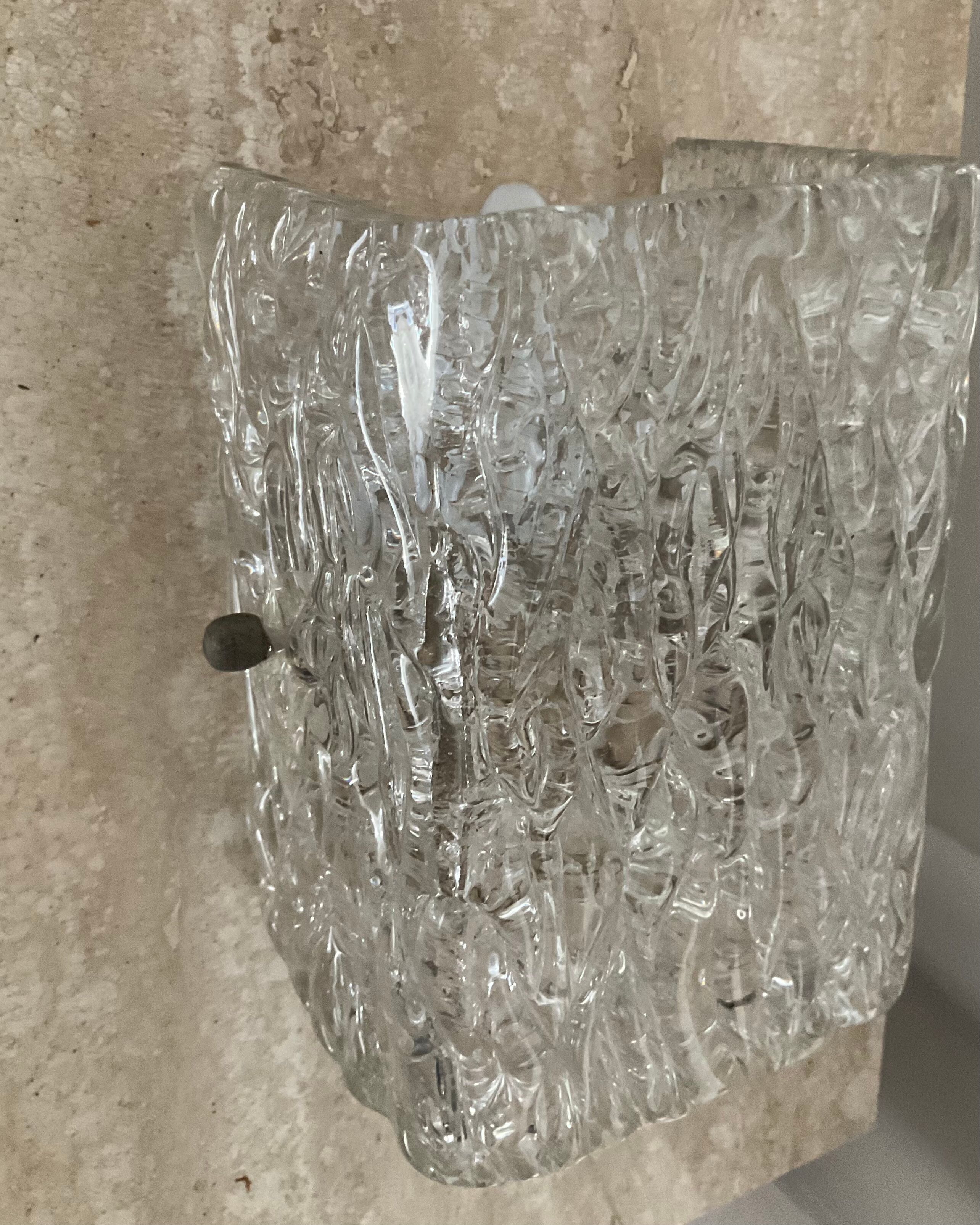 Vintage wall lamp molded glass 70s