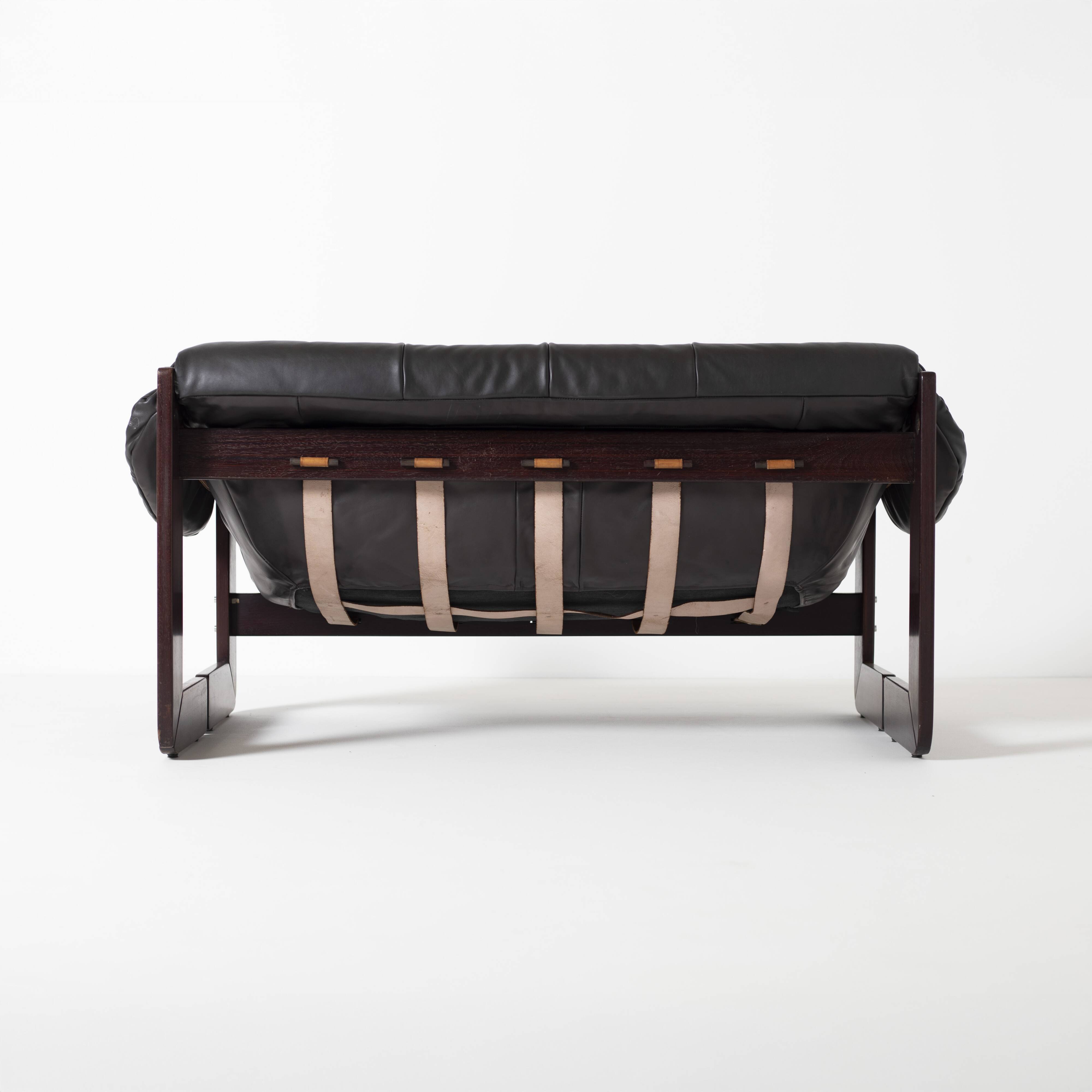 Percival Lafer loveseat Mp-97 in leather, Brazil, 1970s