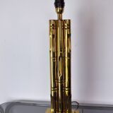 Lampe faux bambou en laiton, France, 1970