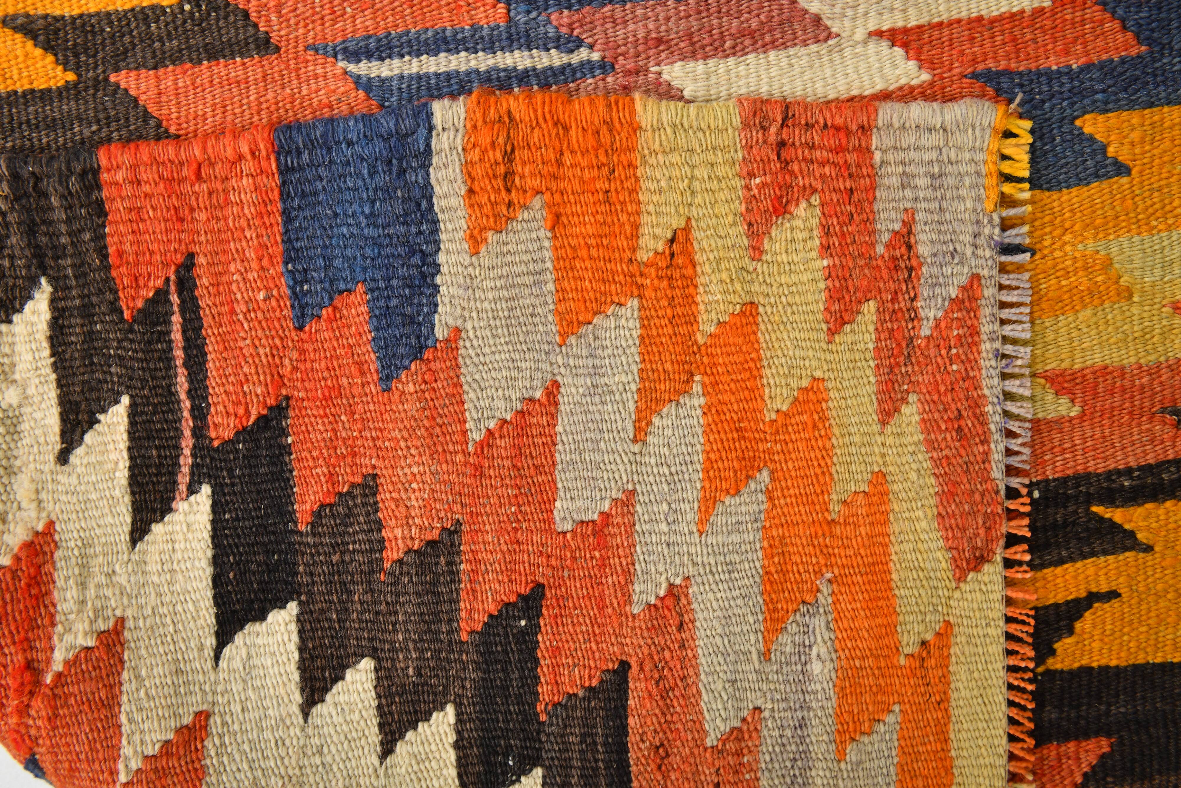 5x6 Turkish Hand Woven Multicolor Kilim Carpet Rug, 160x190 Cm