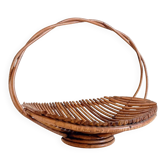 Mid-Century French Riviera Rattan Fruit Bowl Basket, France, c. 1950s