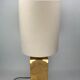 Cork and brass table lamp, bouclé shade. Leola Design Germany 1970s