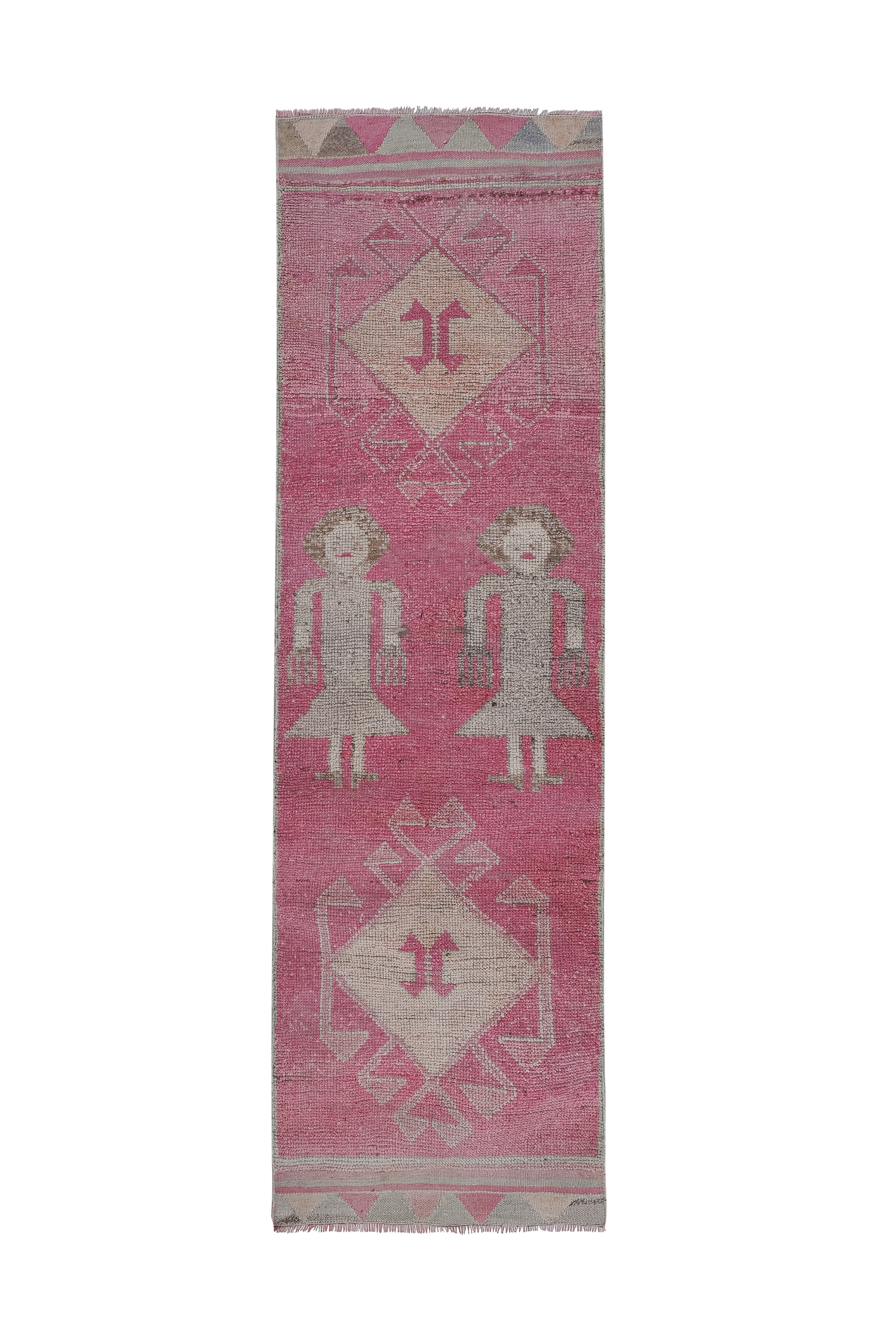 Vintage Turkish rug from Oushak, hand-woven 96x318 cm