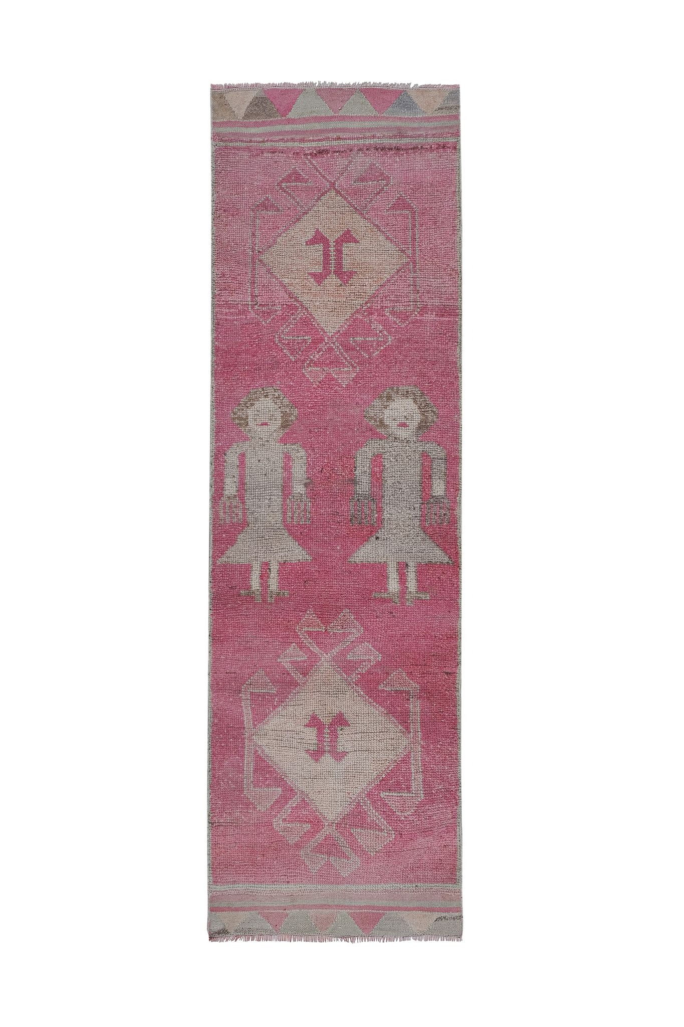 Vintage Turkish rug from Oushak, hand-woven 96x318 cm