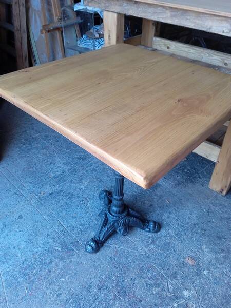 Vintage bistro gueridon table 65/65 cm wood and cast iron