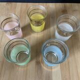Set of 5 glasses with colored liquor