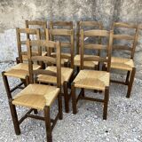 8 rustic straw chairs