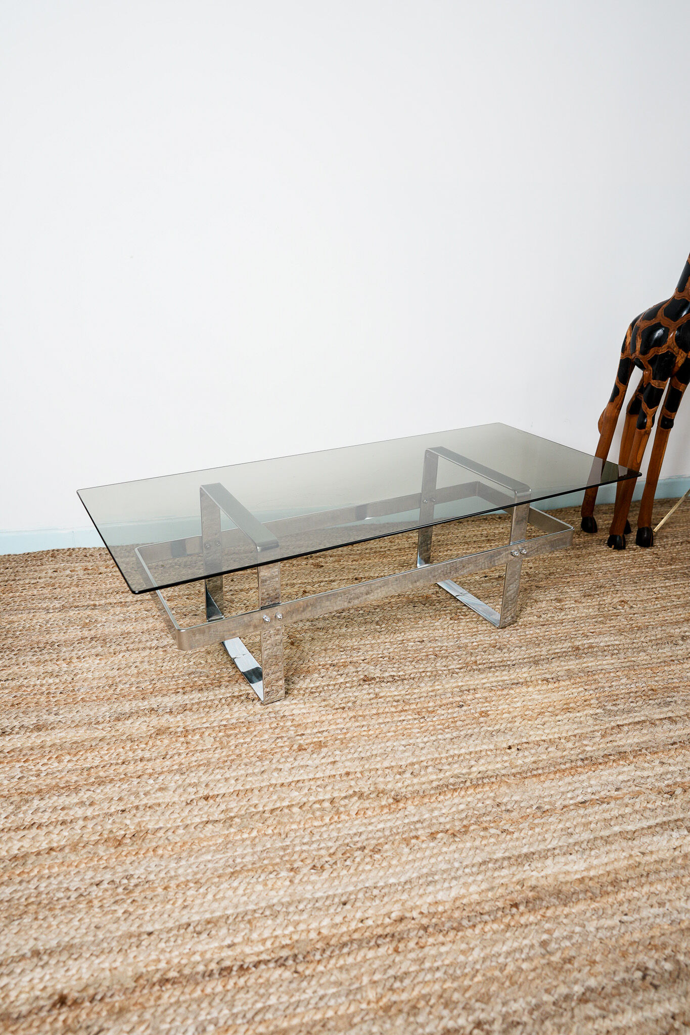 Glass and chrome coffee table