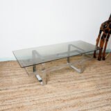 Glass and chrome coffee table