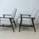 Pair of Henryk Lis 300-190 armchairs, 1970s, heathered grey-blue fabric. Ref: