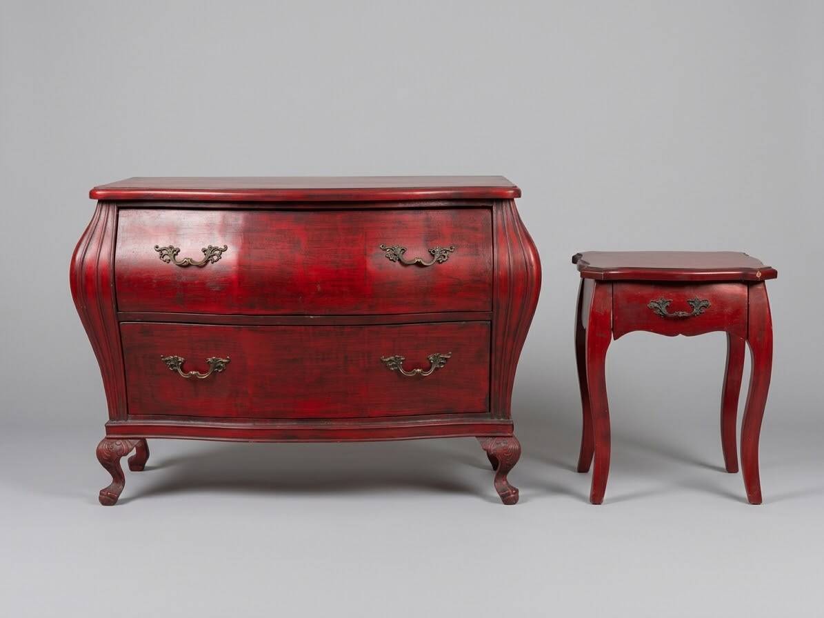 Vintage chest of drawers + bedside table