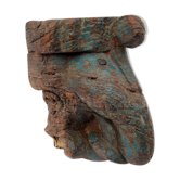 Candlestick elephant blue wall antique wood teak India