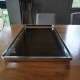 Large vintage smoked glass and chromed metal tray