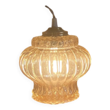 Lampe suspension baladeuse tulipe ancienne en verre doré LAMP-7405