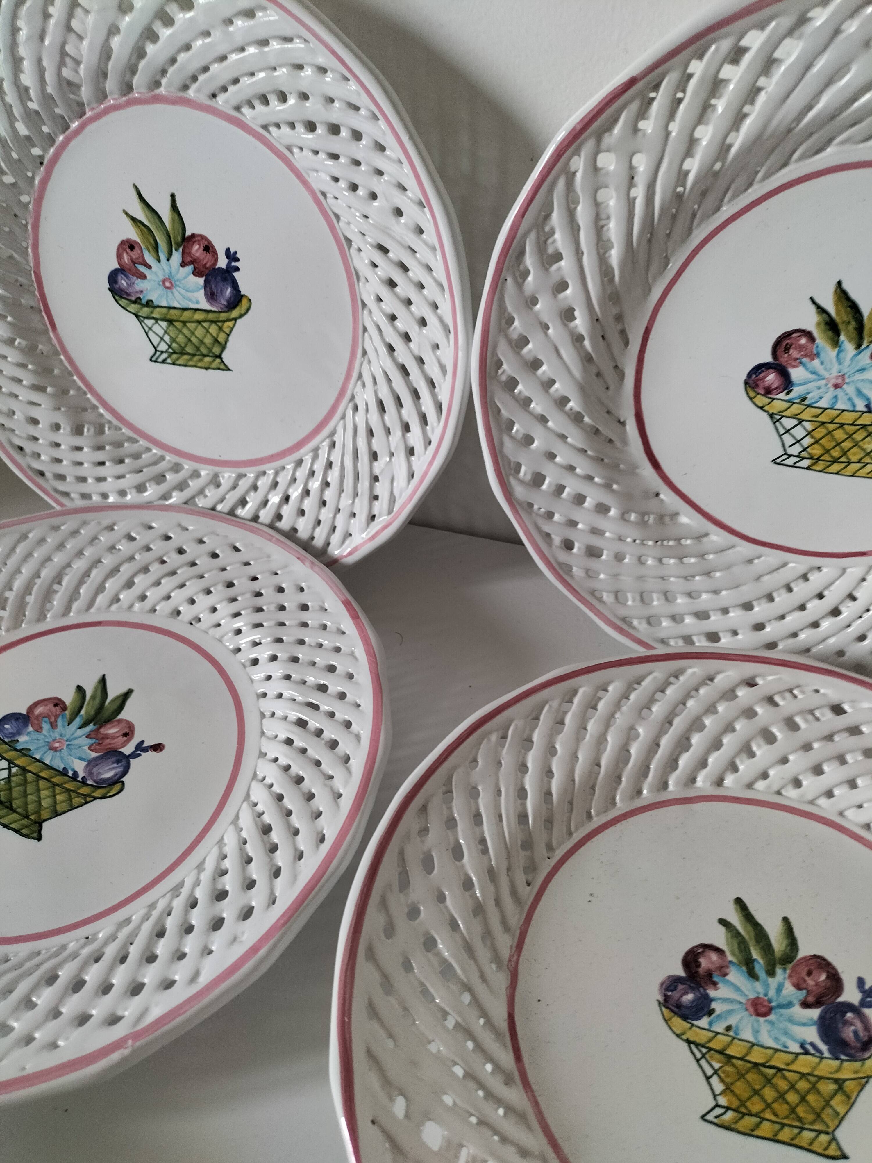 6 pierced dessert plates Portugal