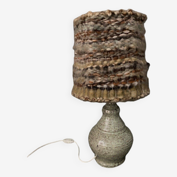 Sandstone ceramic lamp 1970 wool lampshade