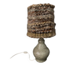 Lampe en céramique grès 1970 abat-jour en laine