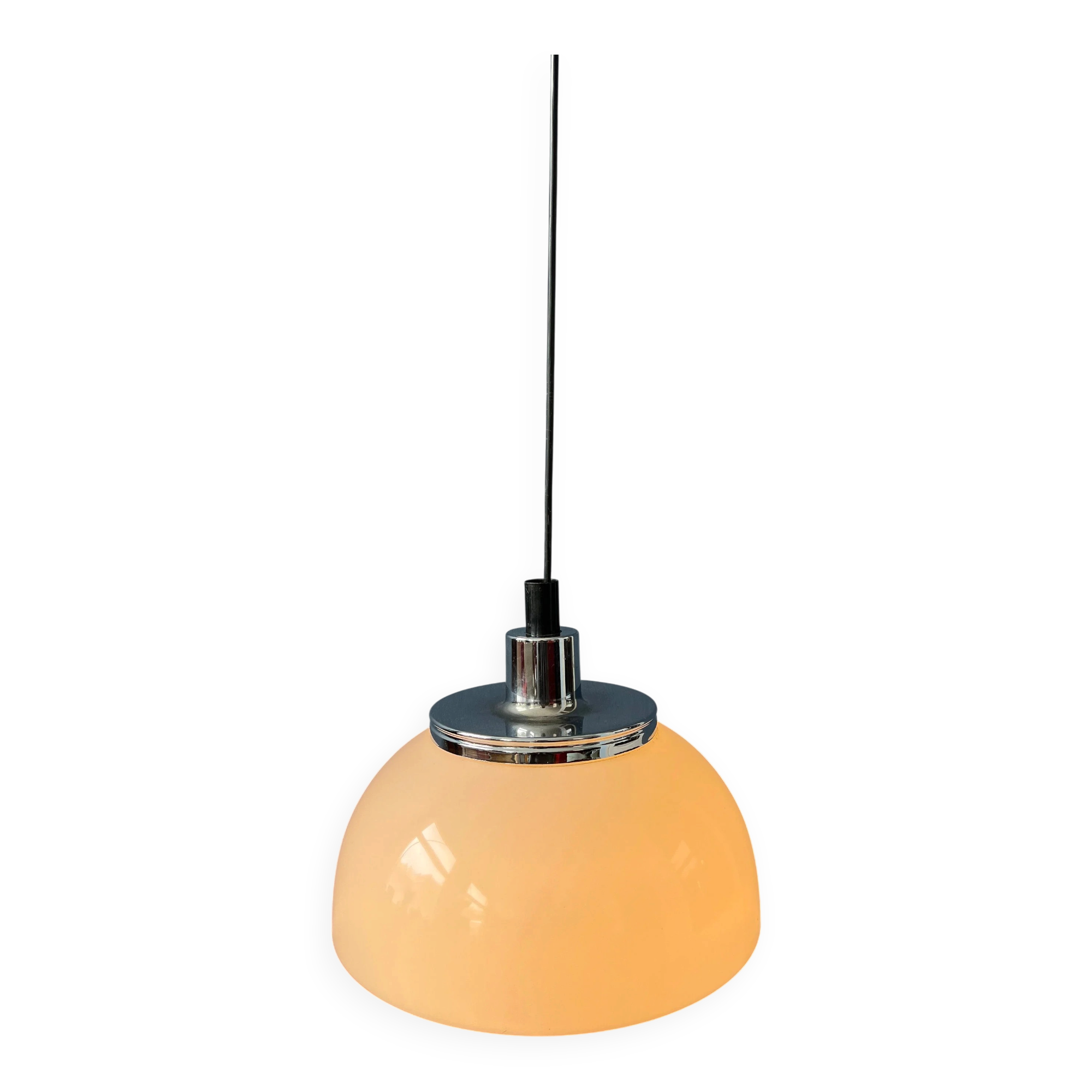 Vintage Guzzini Faro white acrylic glass pendant light