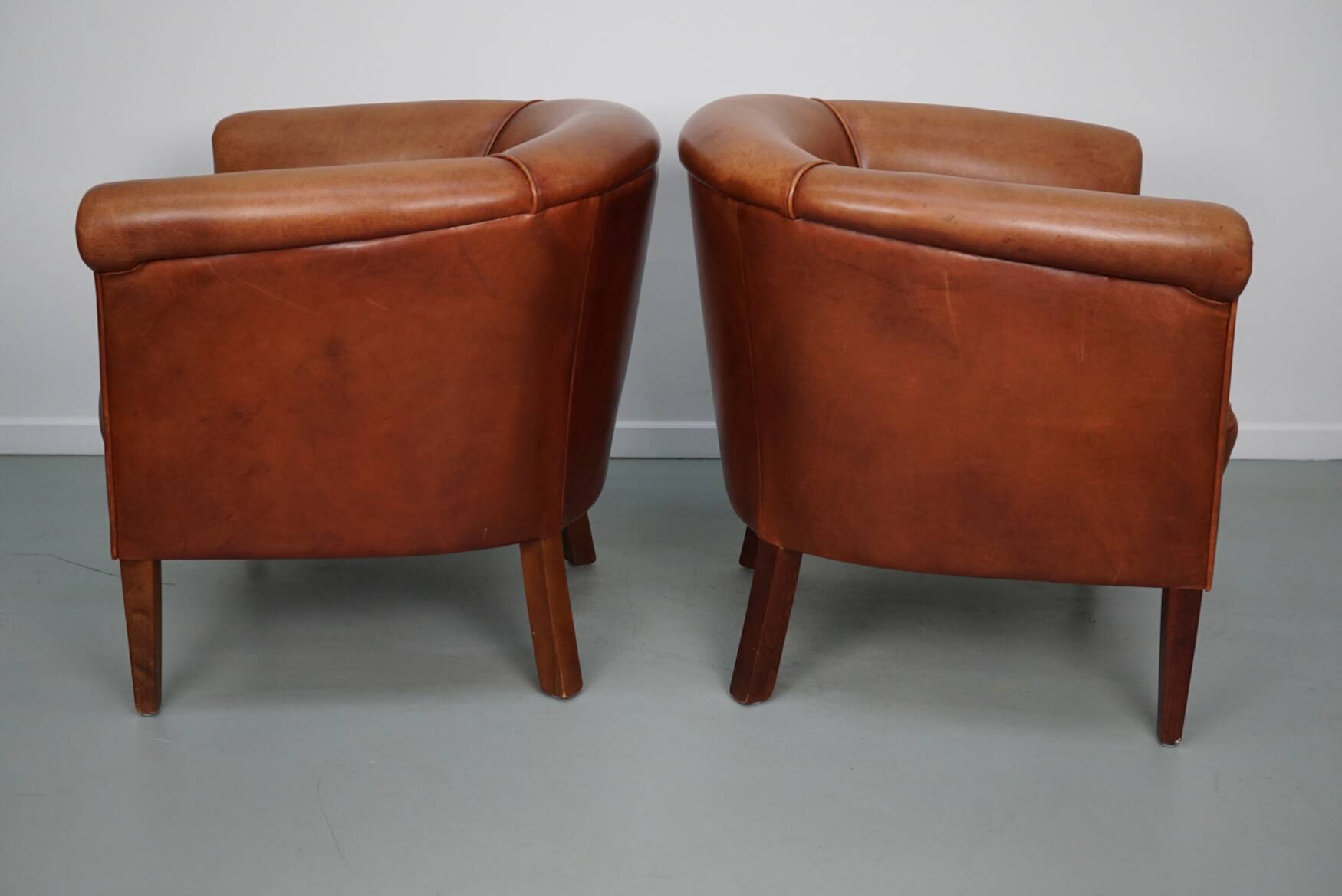 Vintage Dutch Leather Club Chairs, Set of 2
