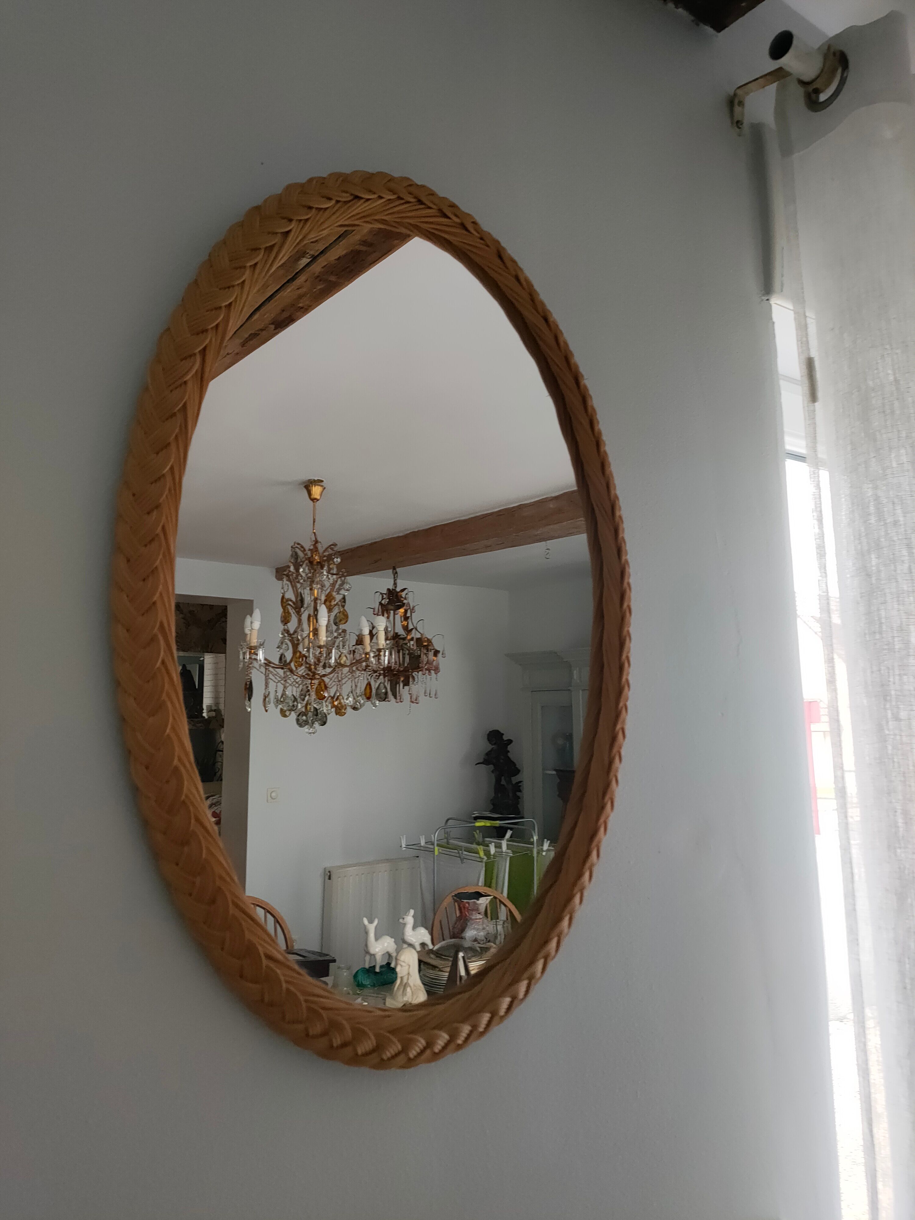 Vintage rattan braided mirror 65x44cm