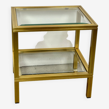 Side table, end table Pierre Vandel in Golden Aluminum vintage 1970